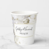 White Hydrangea Flowers Waterverf Wedding Papieren Bekers (Voorkant)