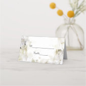 White Hydrangea Flowers Waterverf Wedding Plaatskaartje (Voorkant)