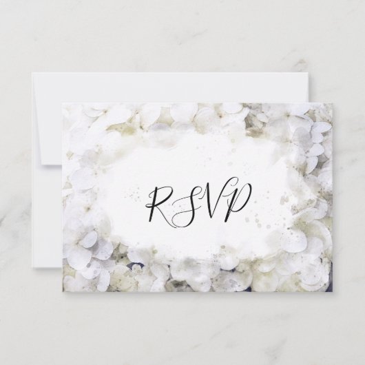 White Hydrangea Flowers Waterverf Wedding RSVP (Voorkant)