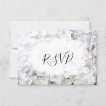 White Hydrangea Flowers Waterverf Wedding RSVP