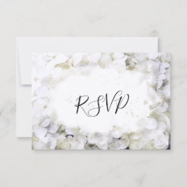White Hydrangea Flowers Waterverf Wedding RSVP Kaartje