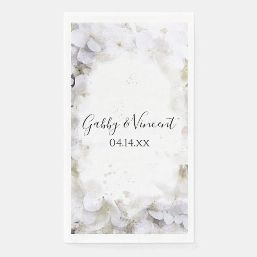 White Hydrangea Flowers Waterverf Wedding Servet (Voorkant)