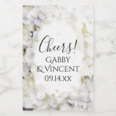 White Hydrangea Flowers Waterverf Wedding Wijn Etiket (Enkel label)