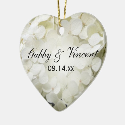 White Hydrangea Flowers Wedding Keramisch Ornament (Links)