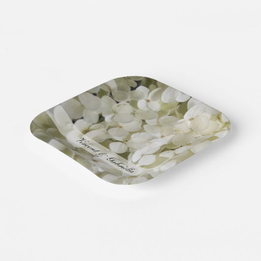 White Hydrangea Flowers Wedding Papieren Bordje (Gebogen)