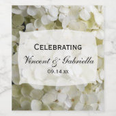 White Hydrangea Flowers Wedding Wijn Etiket (Enkel label)