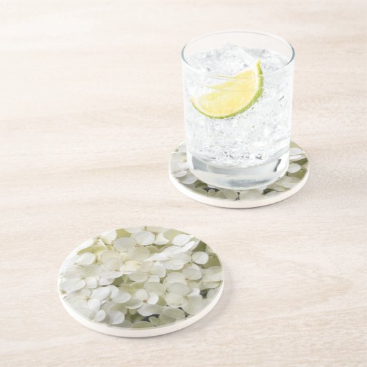 White Hydrangea Flowers Zandsteen Onderzetter (Zijkant)