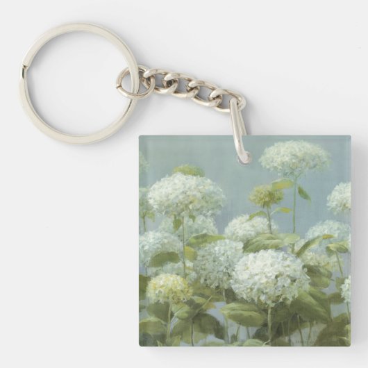 White Hydrangea Garden Sleutelhanger (Voorkant)