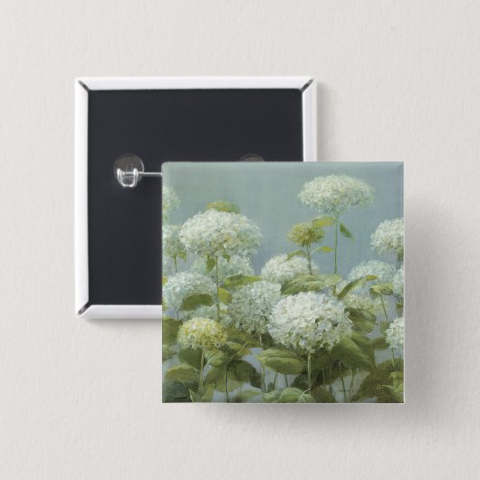 White Hydrangea Garden Vierkante Button 5,1 Cm (Voorkant /achterkant)