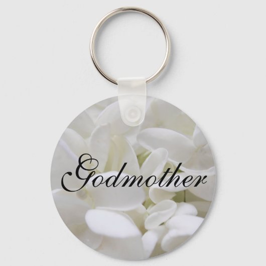 White Hydrangea "Godmoeder" keyring Sleutelhanger (Voorkant)