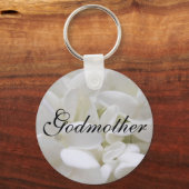 White Hydrangea "Godmoeder" keyring Sleutelhanger (Voorkant)