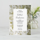 White Hydrangea Gradua Party Invitation Kaart (Staand voorkant)