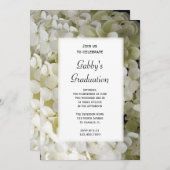 White Hydrangea Gradua Party Invitation Kaart (Voorkant / Achterkant)