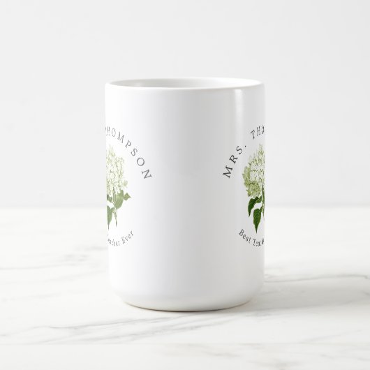 White Hydrangea Grand-millennial Best Teacher Koffiemok (Center)