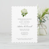 White Hydrangea Grandmillennial Baby shower Kaart (Staand voorkant)