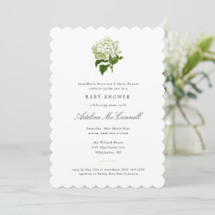 White Hydrangea Grandmillennial Baby shower Kaart