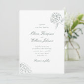 White Hydrangea Green Wedding Invitation Kaart (Staand voorkant)