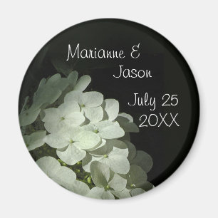 White Hydrangea Keepomwille Round Magnet