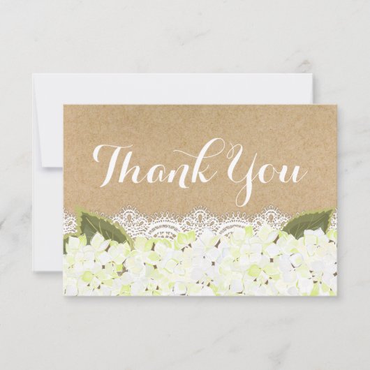 White Hydrangea Lace Modern Rustic Hartelijk dank Bedankkaart (Voorkant)