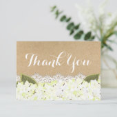 White Hydrangea Lace Modern Rustic Hartelijk dank Bedankkaart (Staand voorkant)