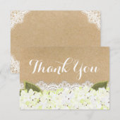 White Hydrangea Lace Modern Rustic Hartelijk dank Bedankkaart (Voorkant / Achterkant)