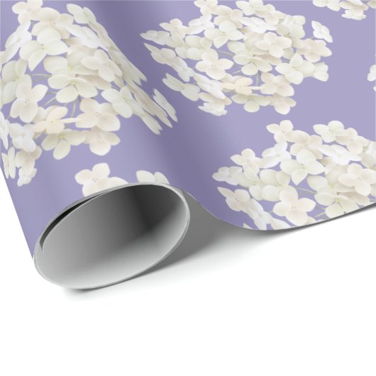 White Hydrangea on Lavender Cadeaupapier (Rol Hoek)