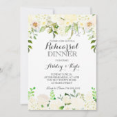 White hydrangea Rehearsal Dinner INvitation Kaart (Voorkant)
