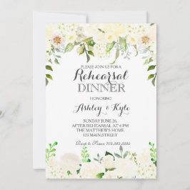 White hydrangea Rehearsal Dinner INvitation Kaart