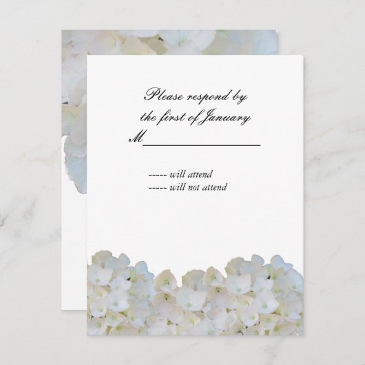 White Hydrangea Reply Kaart (Voorkant / Achterkant)