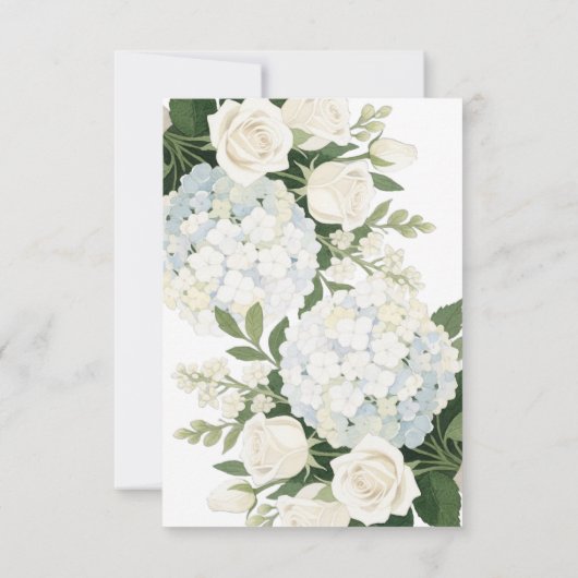 White Hydrangea Rose Elegant Wedding RSVP Kaartje (Achterkant)