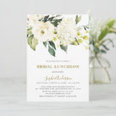White Hydrangea Rozen BRIDAL LUNCHEON Kaart (Staand voorkant)
