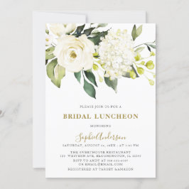 White Hydrangea Rozen BRIDAL LUNCHEON Kaart