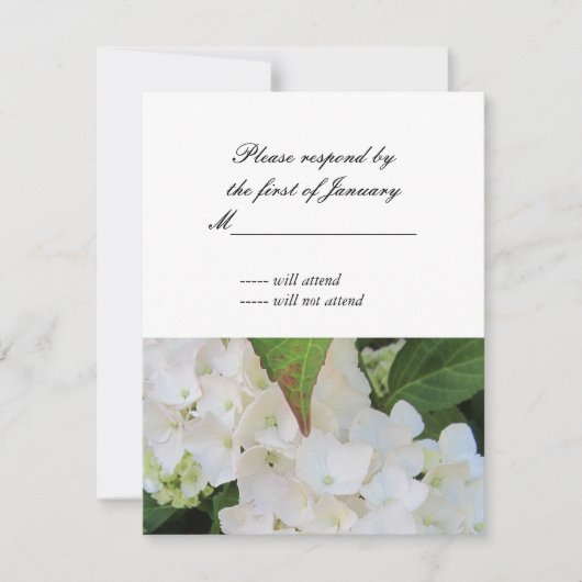 White Hydrangea RSVP Reply Kaart (Voorkant)