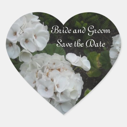 White Hydrangea Save the Date Hart Sticker (Voorkant)