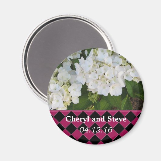 White Hydrangea Save the Date Magneet (Voorkant / Achterkant)