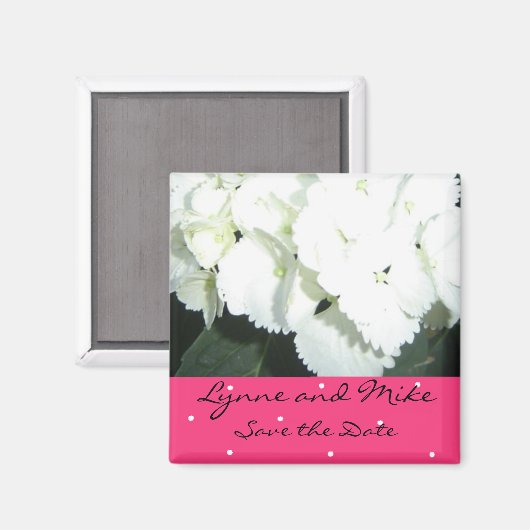 White Hydrangea Save the Date Magneet (Voorkant / Achterkant)