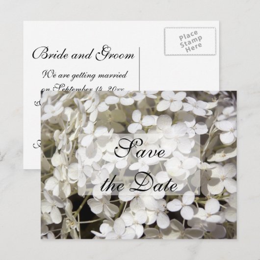 White Hydrangea Save the Date Notice Aankondigingskaart (Voorkant / Achterkant)
