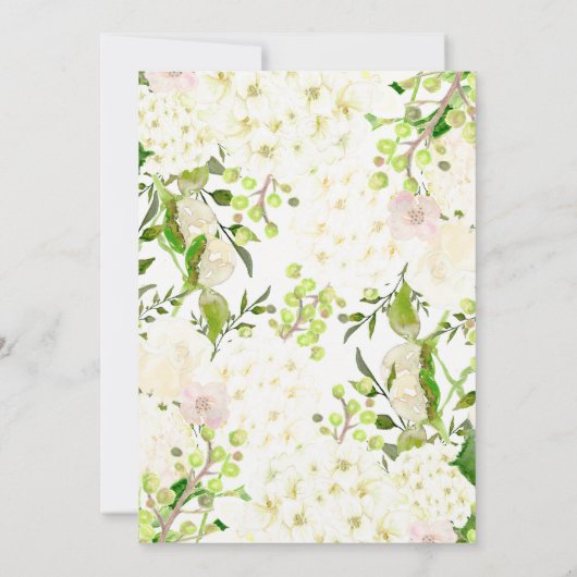 White hydrangea Shower Floral Invitation Kaart (Achterkant)