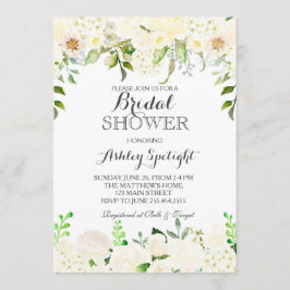 White hydrangea Shower Floral Invitation Kaart
