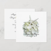 White Hydrangea Starfish Wedding Invitting Kaart (Voorkant / Achterkant)