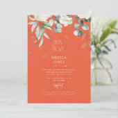 White Hydrangea Tangerine Vrijgezellenfeest Kaart (Staand voorkant)