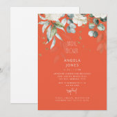 White Hydrangea Tangerine Vrijgezellenfeest Kaart (Voorkant / Achterkant)