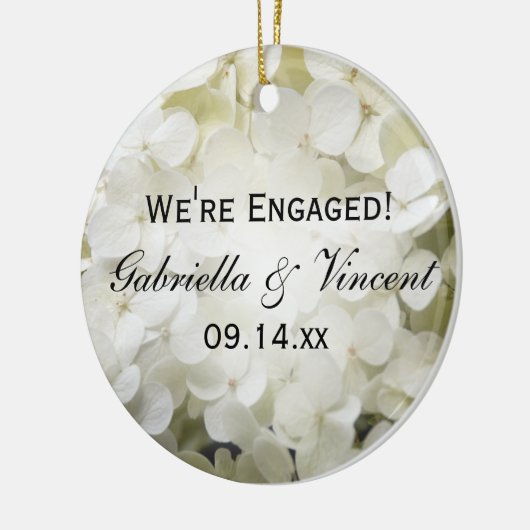 White Hydrangea Verloving Photo Keramisch Ornament (Links)