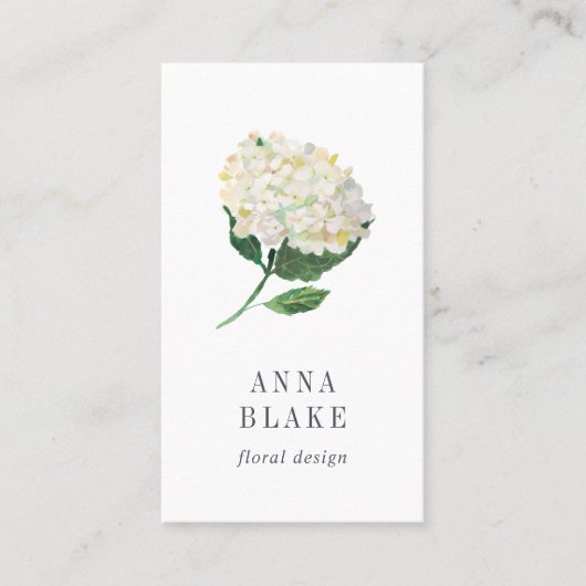 White Hydrangea Vertical Visitekaartje (Voorkant)