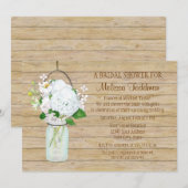 White Hydrangea Waterverf Mason Jar Flowers Kaart (Voorkant / Achterkant)