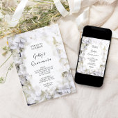 White Hydrangea Waterverf Quinceanera Party Kaart