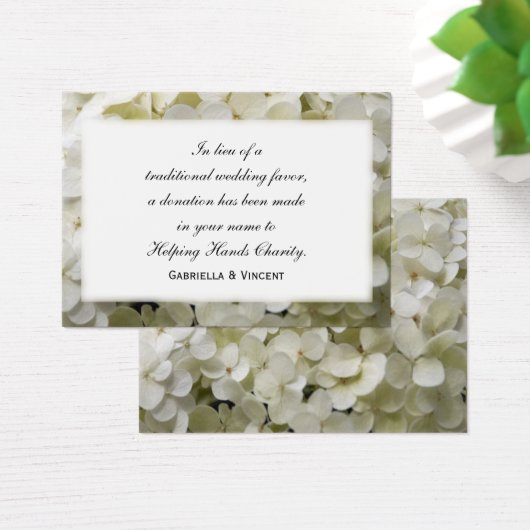 White Hydrangea Wedding Charity Favors Visitekaartjes (Bureau)
