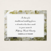 White Hydrangea Wedding Charity Favors Visitekaartjes (Voorkant)
