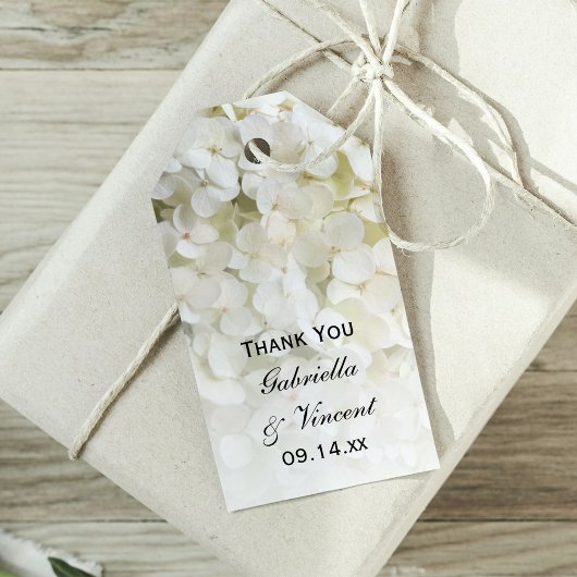 White Hydrangea Wedding Favor Labels Cadeaulabel