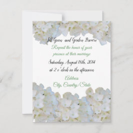 White Hydrangea Wedding Invitation Kaart